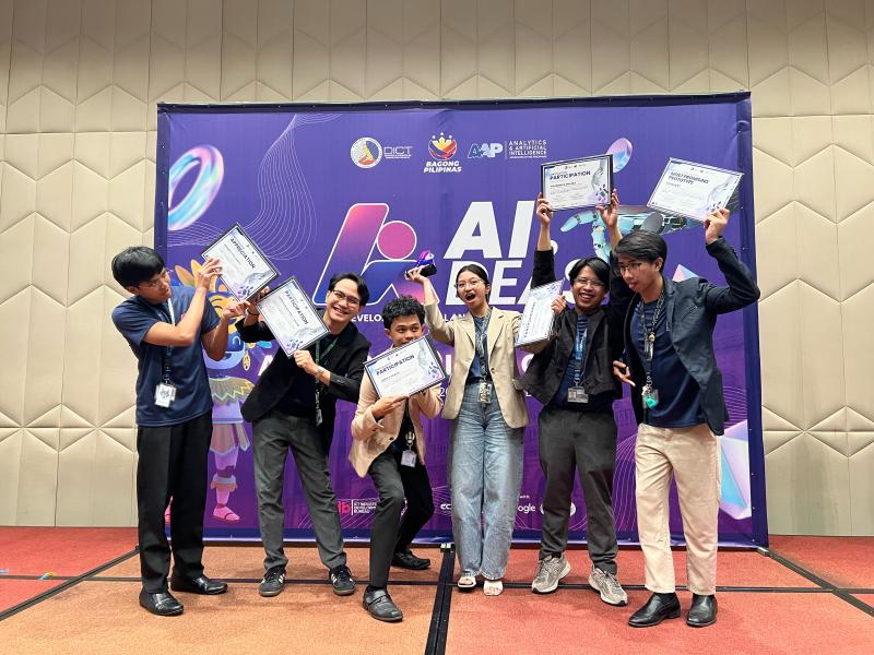 The HiWay team holding up certificates and a trophy at the AI.DEAS 2025 hackathon.